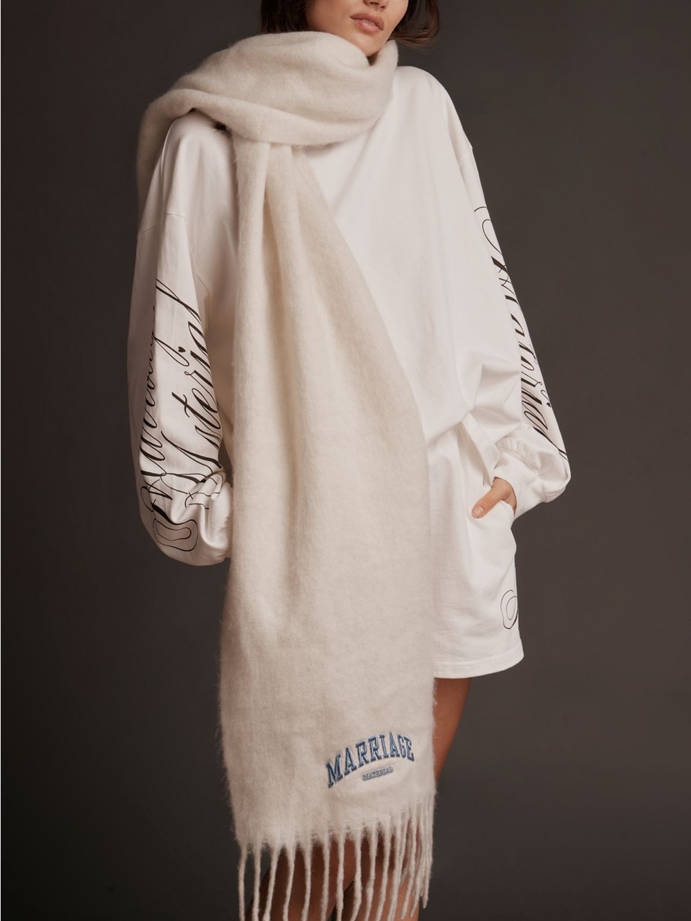NWT Anthropologie bridemerch Scarf with Embroidery